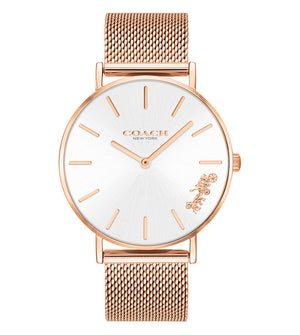 Coach Perry White Rose Gold Mesh Bracelet Watch for Women - 14503126 Authentic Buy Shop Now