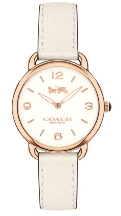 Coach Delancey White Dial White Leather Strap Watch for Women - 14502790 Authentic Buy Shop Now