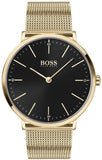 Hugo Boss Horizon Quartz Black Dial Gold Mesh Bracelet Watch For Men - 1513735 Authentic Buy Shop Now