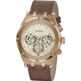 Guess Analog Multifunction White Dial Brown Leather Strap Watch for Men - GW0262G3 Authentic Buy Shop Now