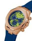 Guess Empire Analog Quartz Lime Green Dial Blue Silicon Strap Watch for Men - GW0583G3 Authentic Buy Shop Now