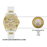 Guess Queen Quartz Gold Dial White Silicone Strap Watch For Women - GW0536L2 Authentic Buy Shop Now
