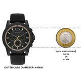 Armani Exchange Outerbanks Chronograph Black Dial Black Silicone Strap Watch For Men - AX1343 Authentic Buy Shop Now