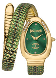 Just Cavalli Pelle Solo Snake Green Dial Three Tone Steel Strap Watch for Women - JC1L251M0035 Authentic Buy Shop Now