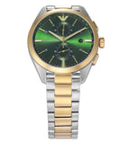 Emporio Armani Claudio Chronograph Green Dial Two Tone Steel Strap Watch For Women - AR11511 Authentic Buy Shop Now