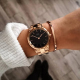 Daniel Wellington Iconic Link Black Dial Rose Gold Steel Strap Watch for Women - DW00100212 Authentic Buy Shop Now