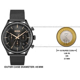 Hugo Boss Gregor Chronograph Black Dial Black Mesh Bracelet Watch For Men - 1514065 Authentic Buy Shop Now