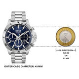Hugo Boss Troper Chronograph Blue Dial Silver Steel Strap Watch For Men - 1514069 Authentic Buy Shop Now