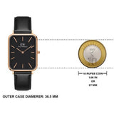 Daniel Wellington Quadro Black Dial Black Leather Strap Watch For Women - DW00100449 Authentic Buy Shop Now