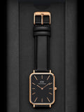 Daniel Wellington Quadro Black Dial Black Leather Strap Watch For Women - DW00100449 Authentic Buy Shop Now