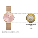 Daniel Wellington Petite Melrose Pink Dial Rose Gold Mesh Strap Watch For Women - DW00100368 Authentic Buy Shop Now