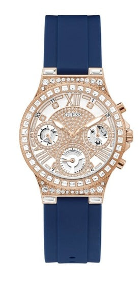 Guess Moonlight Diamonds White Dial Blue Rubber Strap Watch for Women - GW0257L3 Authentic Buy Shop Now