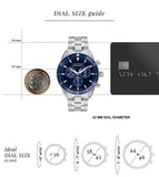 Movado Heritage Calendoplan Chronograph Blue Dial Silver Steel Strap Watch For Men - 3650124 Authentic Buy Shop Now