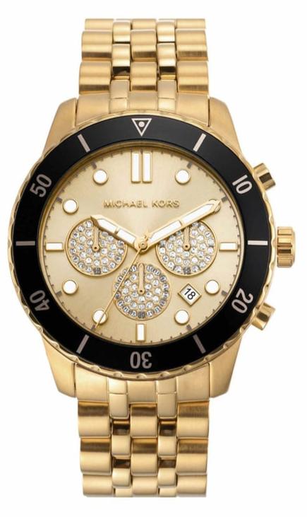 Michael Kors Cunningham Chronograph Gold Dial Gold Steel Strap Watch For Men - MK8963 Authentic Buy Shop Now