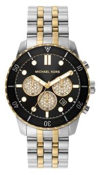 Michael Kors Cunningham Chronograph Black Dial Two Tone Steel Strap Watch For Men - MK8964 Authentic Buy Shop Now
