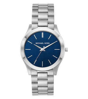 Michael Kors Slim Runway Analog Blue Dial Silver Steel Strap Watch for Men - MK1060 Authentic Buy Shop Now