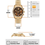 Michael Kors Lexington Chronograph Brown Dial Gold Steel Strap Watch For Women - MK7276 Authentic Buy Shop Now
