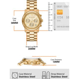 Michael Kors Runway Chronograph Gold Dial Gold Steel Strap Watch For Women - MK7323 Authentic Buy Shop Now