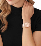 Michael Kors Lennox Three Hand Rose Gold Dial Rose Gold Mesh Strap Watch For Women - MK7336 Authentic Buy Shop Now