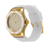 Michael Kors Everest Analog Gold Dial White Silicone Strap Watch For Women - MK7357 Authentic Buy Shop Now