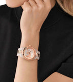 Michael Kors Runway Analog Crystals Rose Gold Dial Two Tone Steel Strap Watch for Women - MK7355 Authentic Buy Shop Now