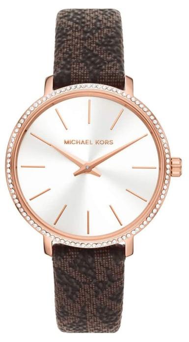 Michael Kors Pyper Quartz Silver Dial Brown Leather Strap Watch for Women - MK1036 Authentic Buy Shop Now