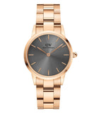 Daniel Wellington Iconic Link Grey Dial Rose Gold Steel Strap Watch For Women - DW00100336 Authentic Buy Shop Now