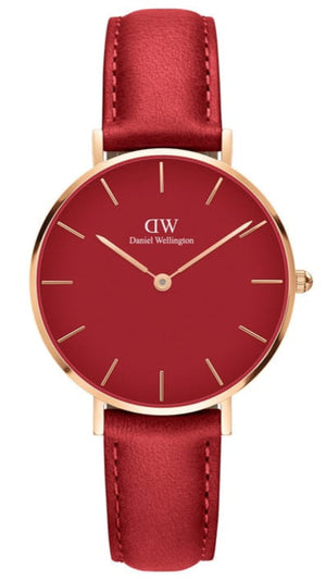 Daniel Wellington Petite Suffolk Red Dial Red Leather Strap Watch For Women - DW00100404 Authentic Buy Shop Now