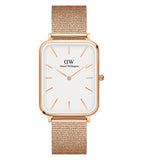 Daniel Wellington Quadro Pressed Melrose White Dial Rose Gold Mesh Strap Watch For Women - DW00100465 Authentic Buy Shop Now