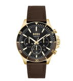 Hugo Boss Troper Chronograph Black Dial Brown Leather Strap Watch For Men - 1514100 Authentic Buy Shop Now