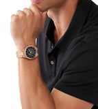 Michael Kors Lennox Chronograph Black Dial Rose Gold Steel Strap Watch For Men - MK9119 Authentic Buy Shop Now