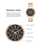 Michael Kors Lennox Chronograph Black Dial Rose Gold Steel Strap Watch For Men - MK9119 Authentic Buy Shop Now