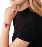 Michael Kors Lennox Analog Pink Dial Rose Gold Steel Strap Watch For Women - MK7396 Authentic Buy Shop Now