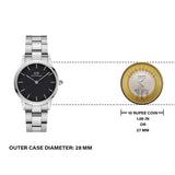Daniel Wellington Iconic Link Black Dial Silver Steel Strap Watch For Women - DW00100208 Authentic Buy Shop Now