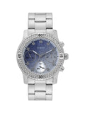 Guess Confetti Diamonds Blue Dial Silver Steel Strap Watch for Women - W0774L6 Authentic Buy Shop Now