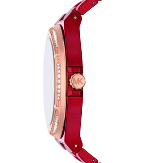 Michael Kors Lennox Analog Crystals Red Dial Red Steel Strap Watch for Women - MK7455 Authentic Buy Shop Now