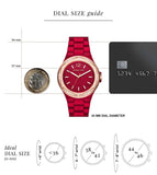Michael Kors Lennox Analog Crystals Red Dial Red Steel Strap Watch for Women - MK7455 Authentic Buy Shop Now