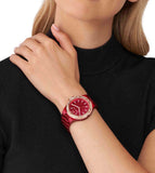 Michael Kors Lennox Analog Crystals Red Dial Red Steel Strap Watch for Women - MK7455 Authentic Buy Shop Now