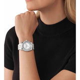 Michael Kors Lexington Lux Three Hand Mother of Pearl Silver Dial Silver Steel Strap Watch for Women - MK7445 Authentic Buy Shop Now