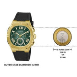 Guess Headliner Multifunction Green Dial Black Silicone Strap Watch For Men - GW0571G3 Authentic Buy Shop Now