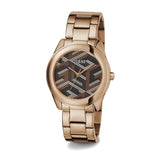 Guess Cubed Analog Black Dial Rose Gold Steel Strap Watch For Women - GW0607L3 Authentic Buy Shop Now