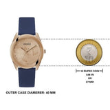 Guess Cubed Analog Rose Gold Dial Blue Leather Strap Watch For Women - GW0665L2 Authentic Buy Shop Now