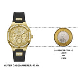 Guess Duchess Crystals Gold Dial Black Silicon Strap Watch For Women - GW0619L2 Authentic Buy Shop Now