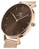 Daniel Wellington Petite Amber Brown Dial Rose Gold Mesh Strap Watch for Women - DW00100478 Authentic Buy Shop Now