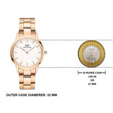 Daniel Wellington Iconic Link White Dial Rose Gold Steel Strap Watch For Women - DW00100211 Authentic Buy Shop Now