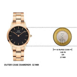 Daniel Wellington Iconic Link Black Dial Rose Gold Steel Strap Watch for Women - DW00100212 Authentic Buy Shop Now