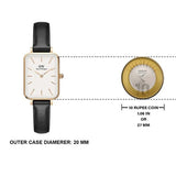 Daniel Wellington Quadro White Dial Black Leather Strap Watch For Women - DW00100434 Authentic Buy Shop Now