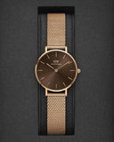 Daniel Wellington Petite Amber Brown Dial Gold Mesh Strap Watch For Women - DW00100476 Authentic Buy Shop Now