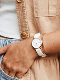 Daniel Wellington Petite Dover Quartz White Dial White NATO Strap Watch For Women - DW001000313 Authentic Buy Shop Now