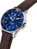 Maserati Competizione Analog Blue Dial Brown Leather Strap Watch for Men - R8851100004 Authentic Buy Shop Now
